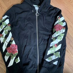 Off White Roses Zip Hoodie